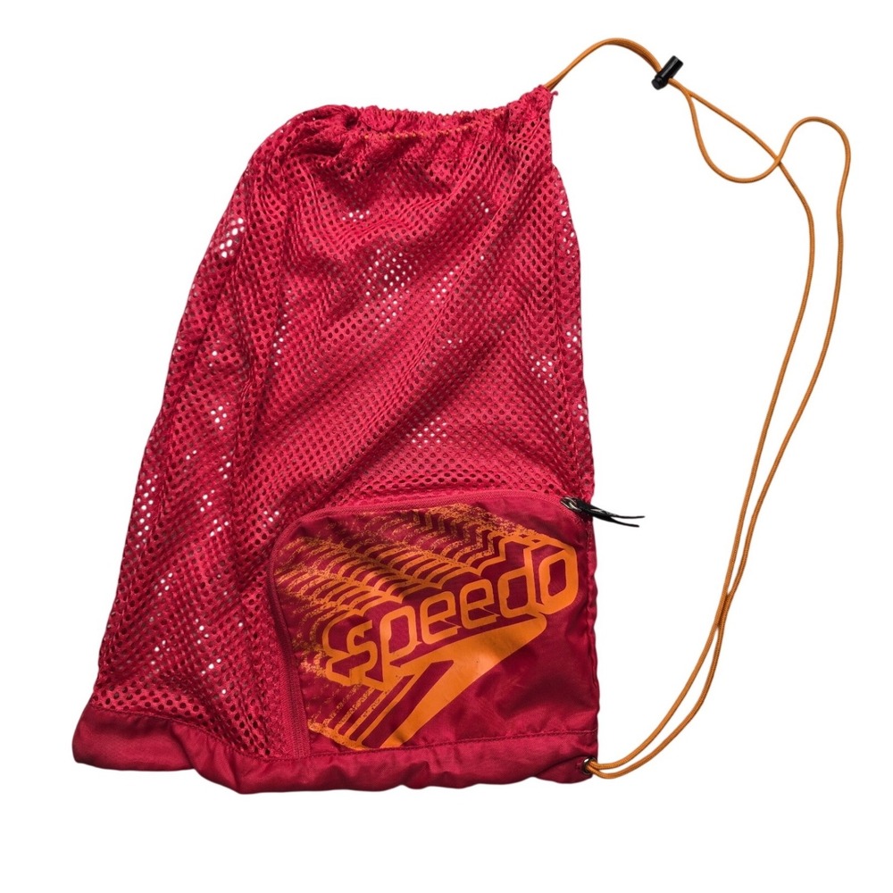 Speedo Mesh Equipment Bag Drawstring Swim Gear Backpack Red‎ Unisex OS